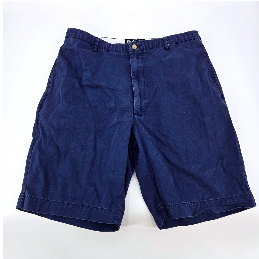 Polo Ralph Lauren Vintage 90s Navy Blue Chino Cotton Walking Shorts Size 34
